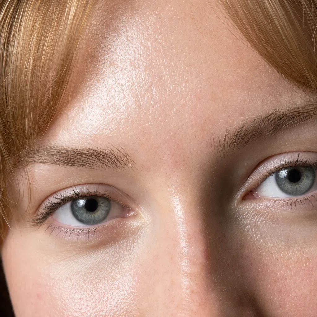 A close-up of an eye, showing iris color
