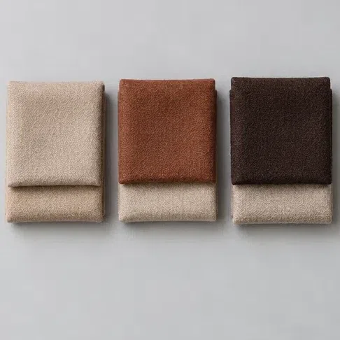 Warm fabric pairs stacked to show little, some and a lot of difference in lightness