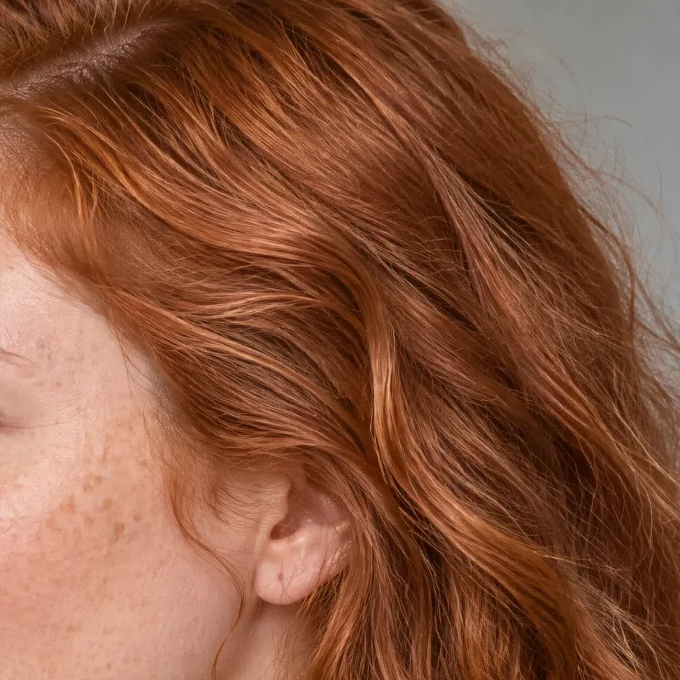 Clean bright copper Bright Spring hair with obvious ginger pigment