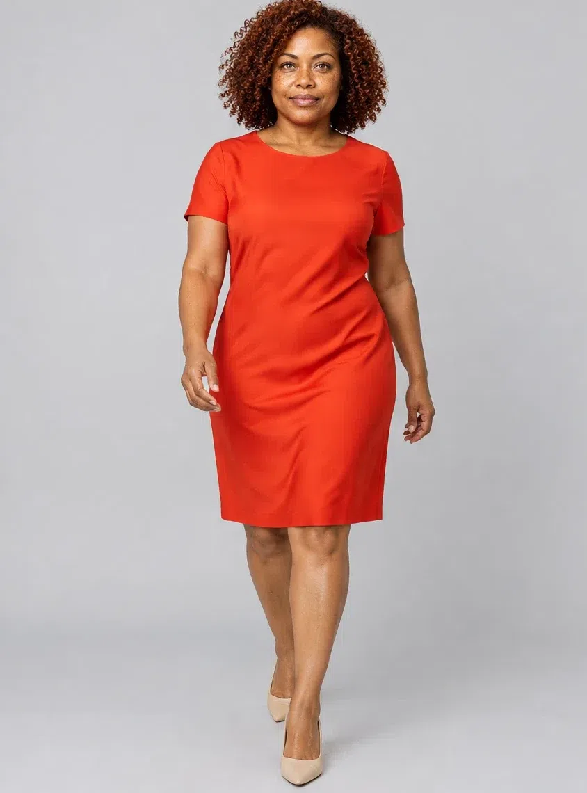Chili sheath dress, Bright Spring capsule wardrobe, Deep complexion