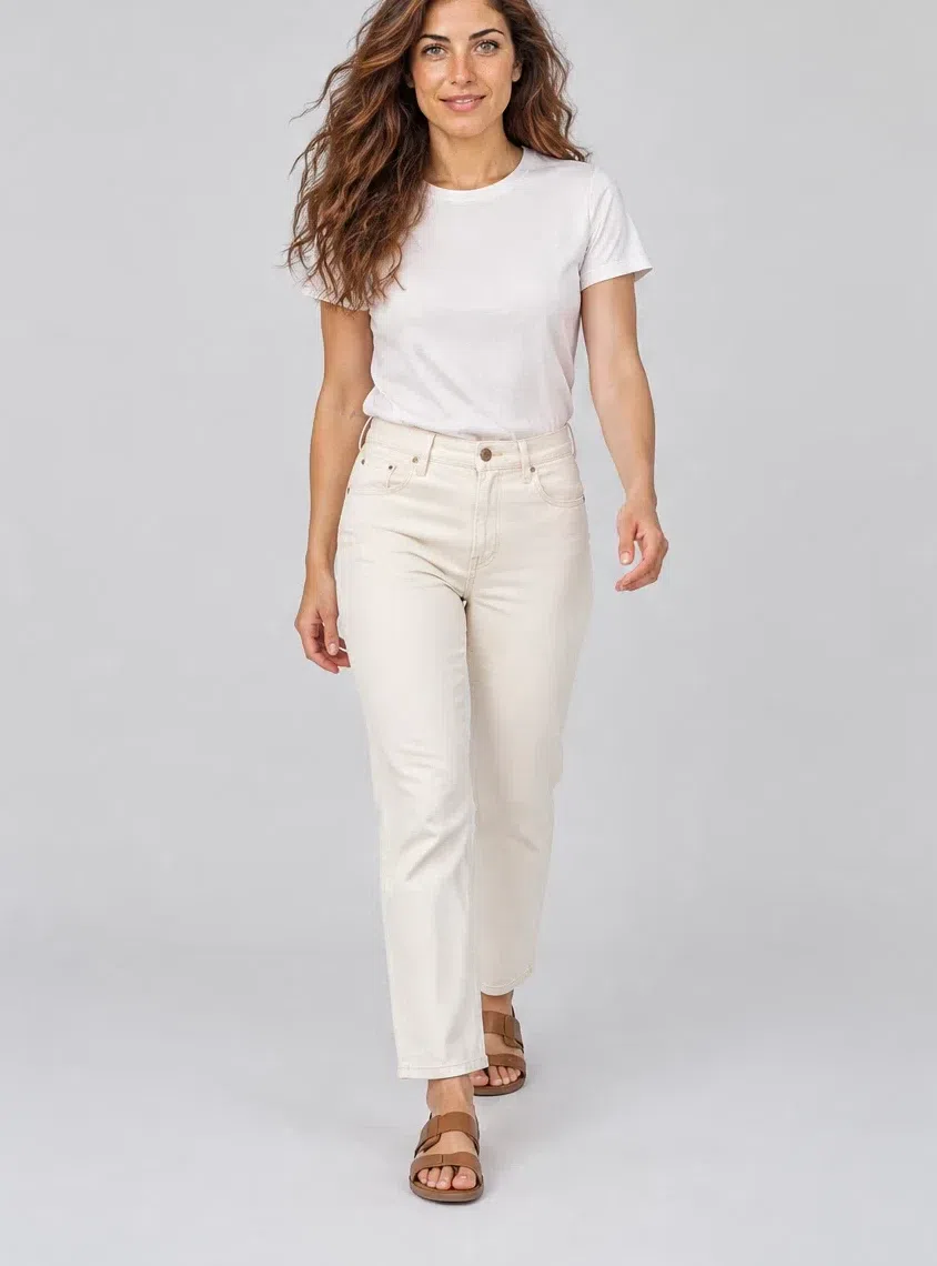 Ivory straight-leg jeans, Bright Spring capsule wardrobe, Light complexion
