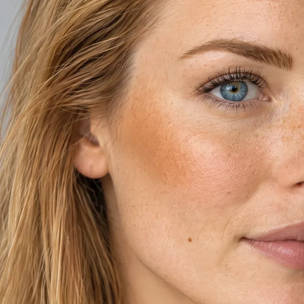 Soft gold bronzer on a fair Bright Spring complexion
