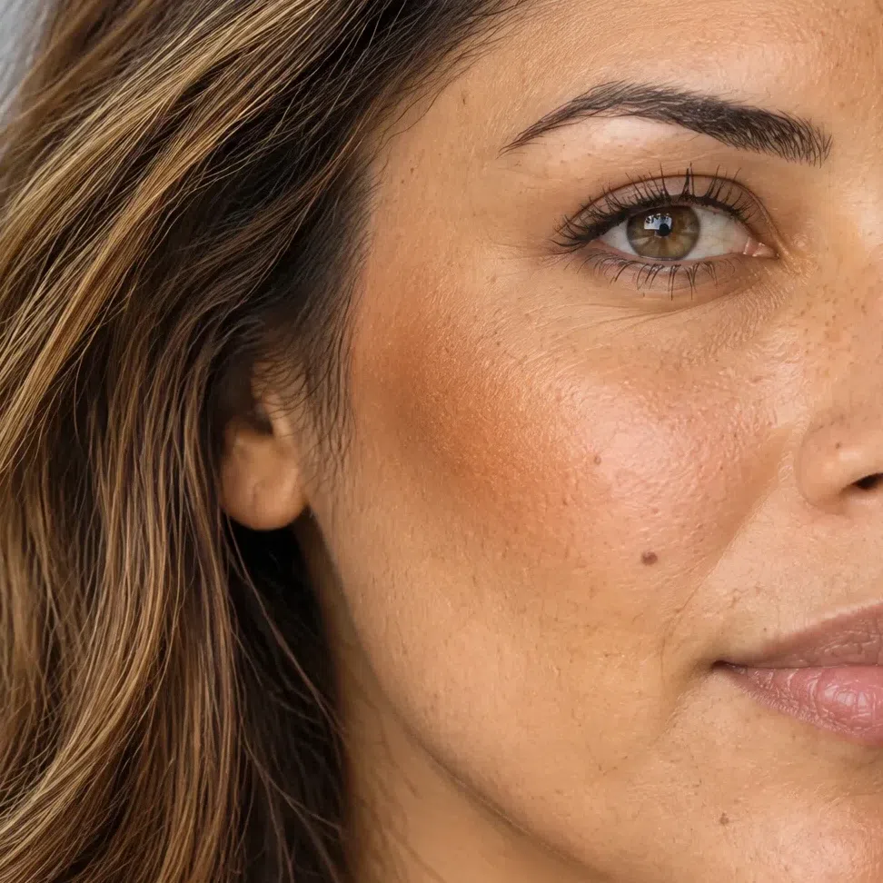 Amber bronze on a medium golden Bright Spring complexion