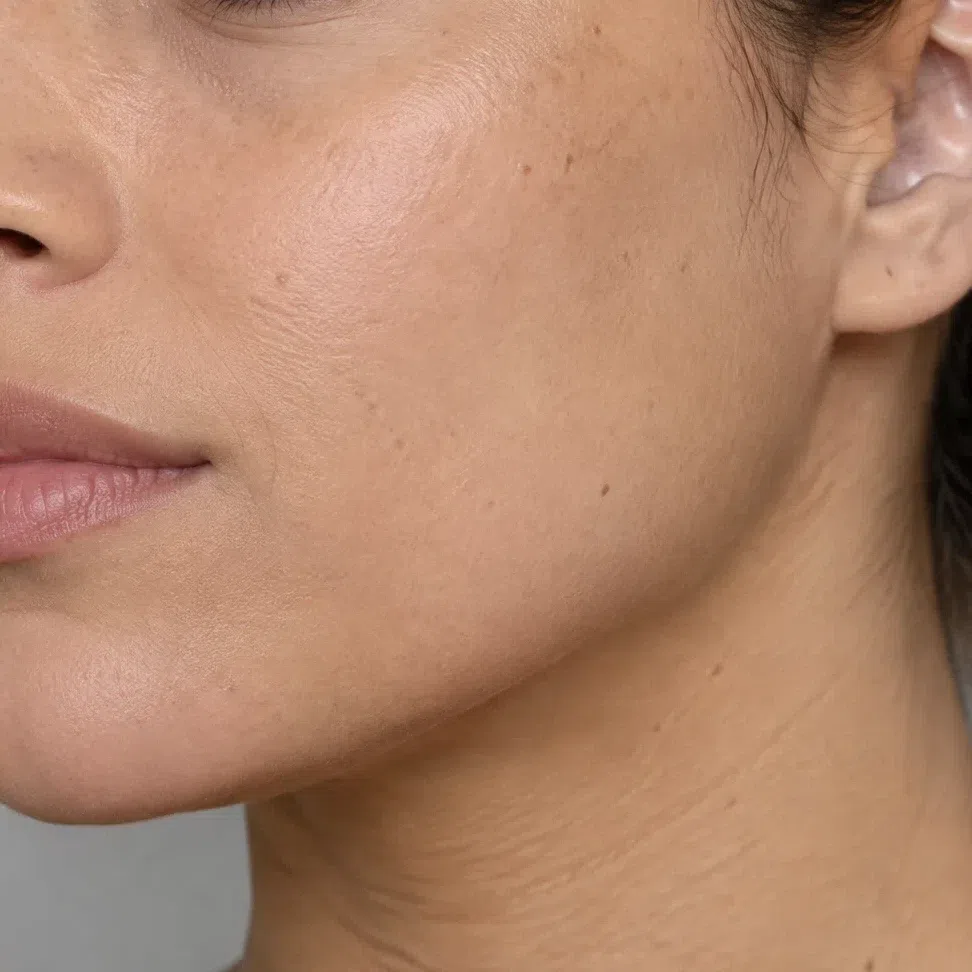 Golden beige foundation matched to a light olive Bright Spring complexion