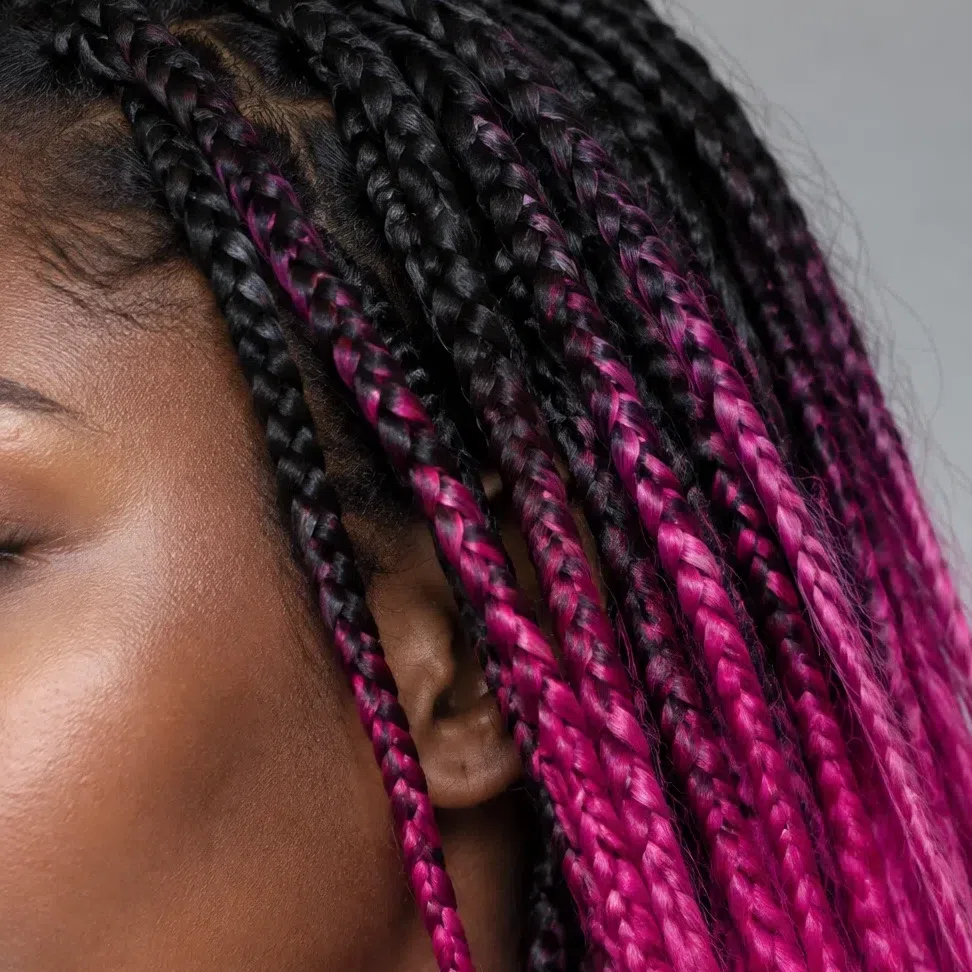 Fuchsia tips worked into dark hair on a Bright Winter