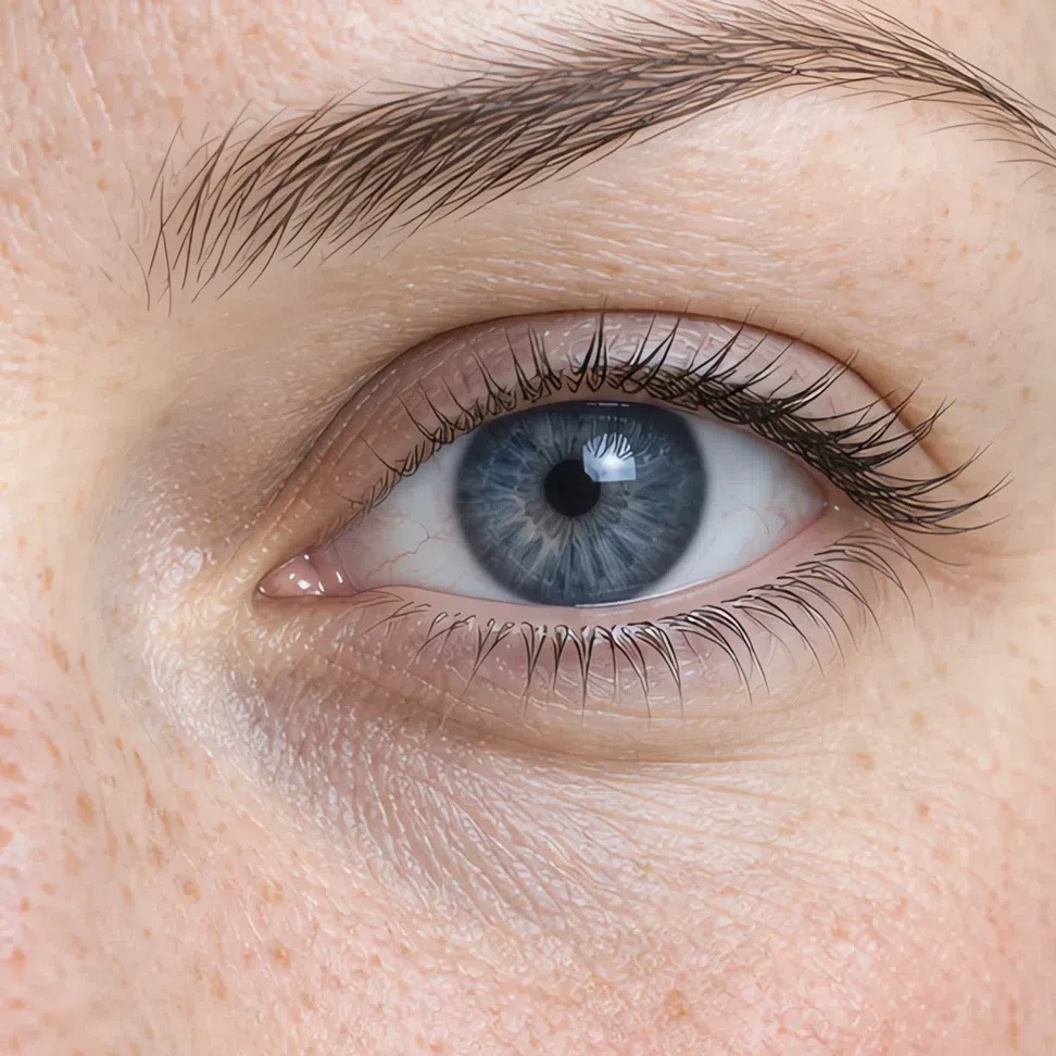 Storm blue Cool Summer eye, a grayed denim blue