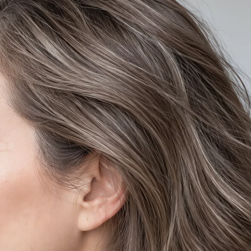 Light ash brown Cool Summer hair at level 6
