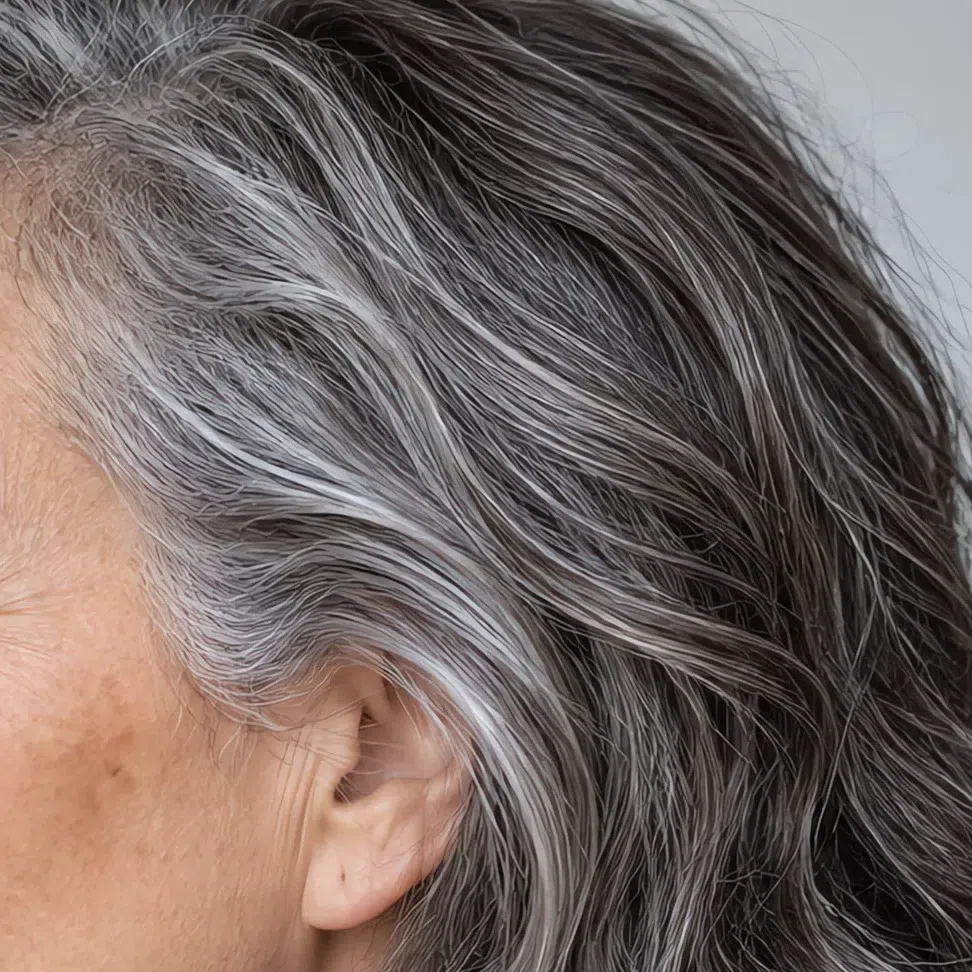 Cool Summer hair going silver - dark ash brown turning clean steel gray
