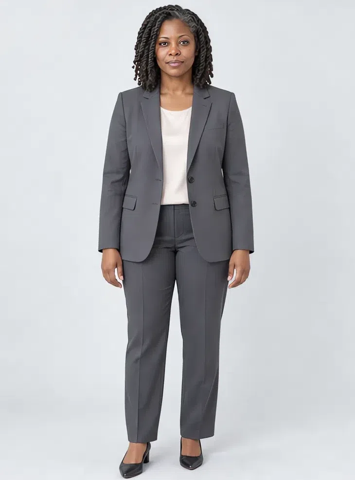 Gunmetal blazer, Cool Summer capsule wardrobe, Deep complexion
