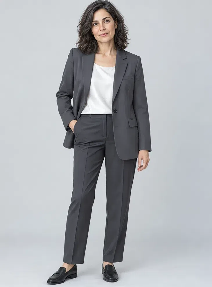 Gunmetal blazer, Cool Summer capsule wardrobe, Light complexion