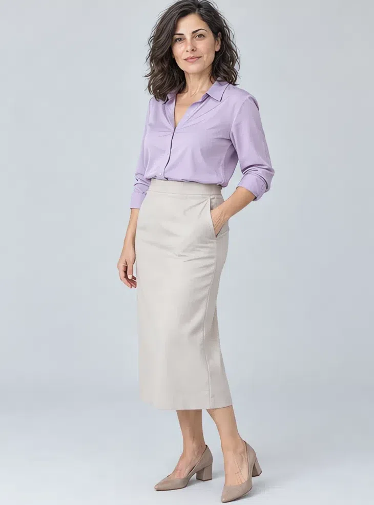 Thistle silk blouse, Cool Summer capsule wardrobe, Light complexion