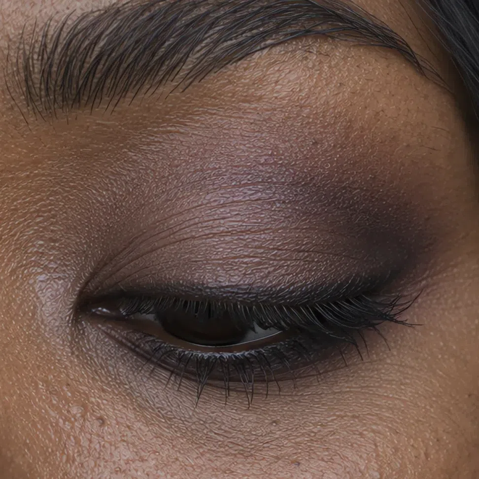 Cool Summer evening eye makeup on a deep complexion