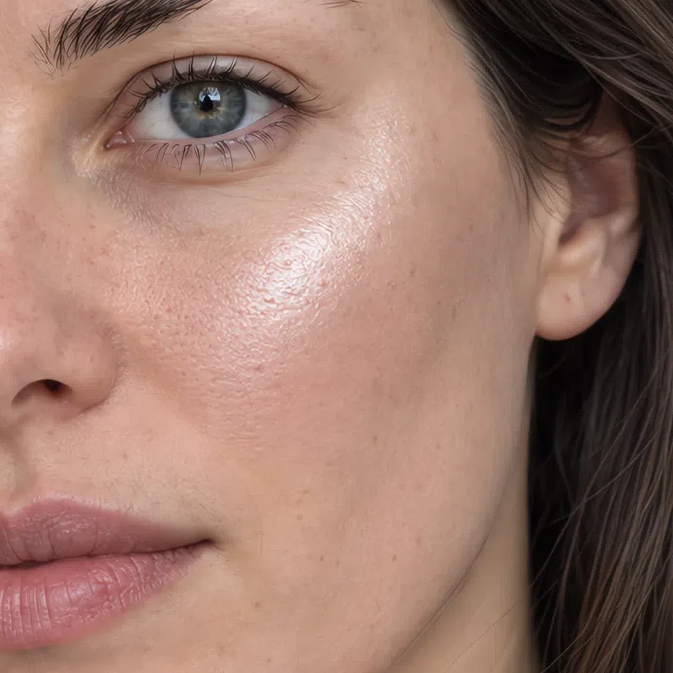Metallic highlighter concentrated into a narrow bright band with a hard border