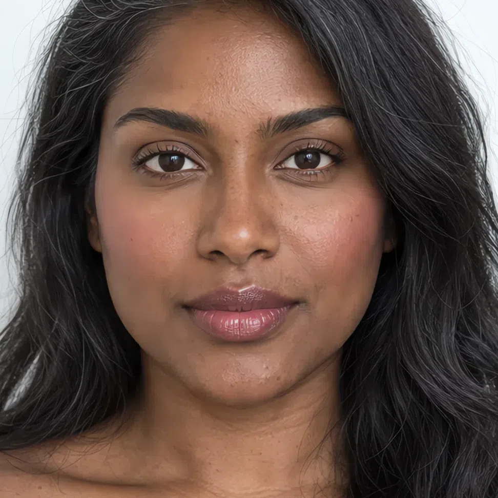 Five minutes Cool Summer makeup on deep skin - raspberry mousse blush and cocoa pink