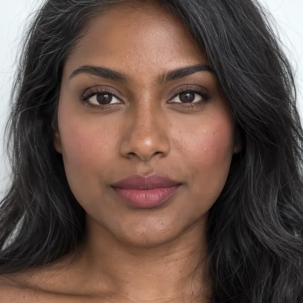 Work Cool Summer makeup on deep skin - raspberry mousse blush and cocoa pink