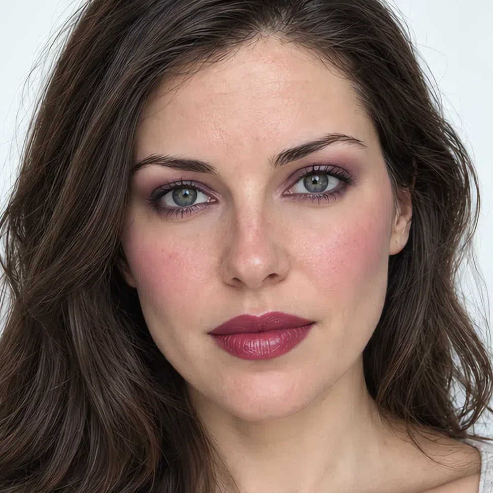Dinner Cool Summer makeup on medium skin - raspberry mousse blush and deep cranberry