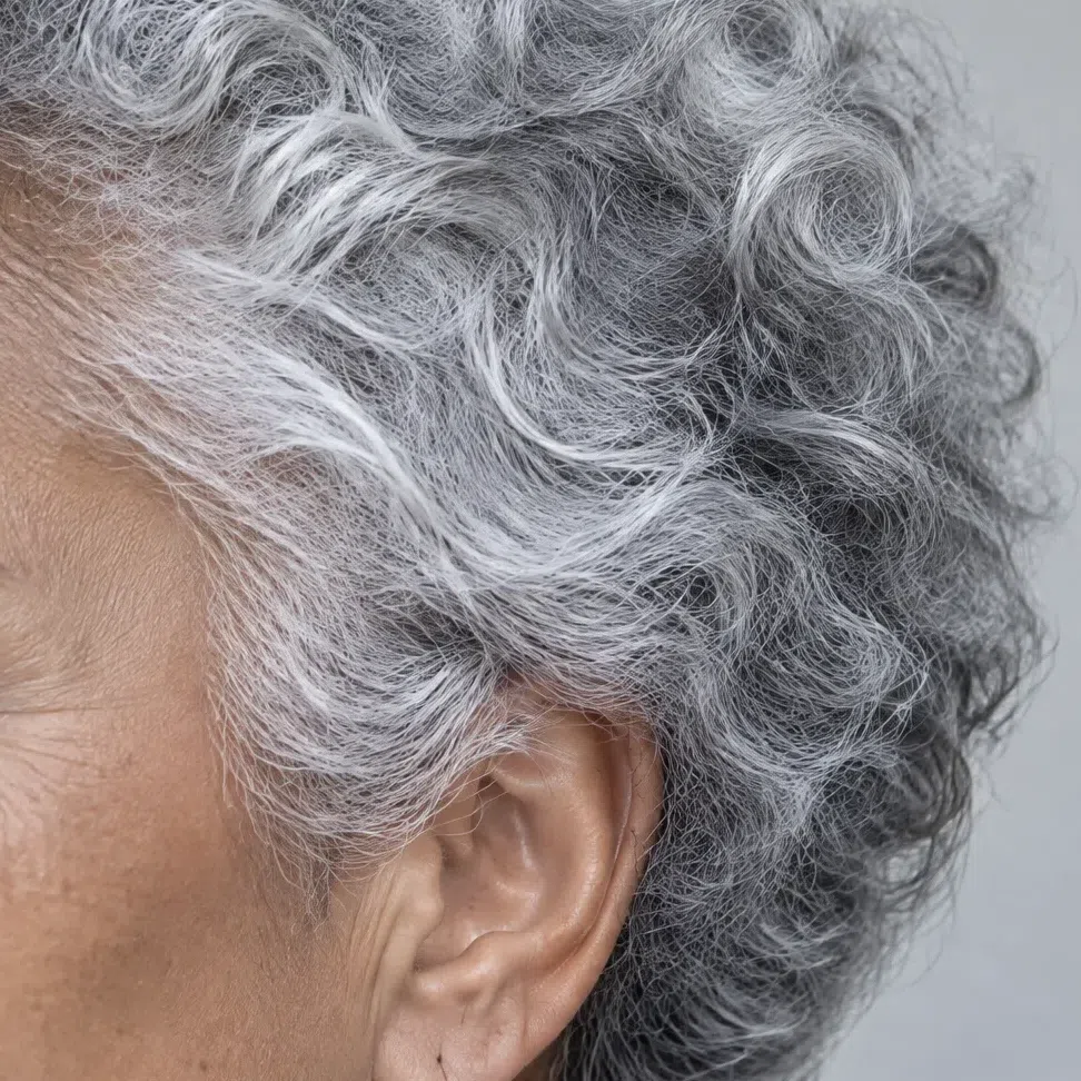 Cropped Cool Winter curls turned a clean silver-white
