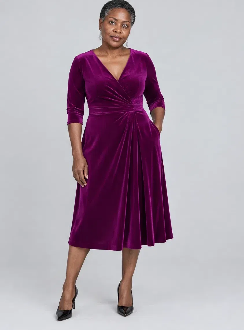 Royal purple velvet evening dress, Cool Winter capsule wardrobe, Deep complexion