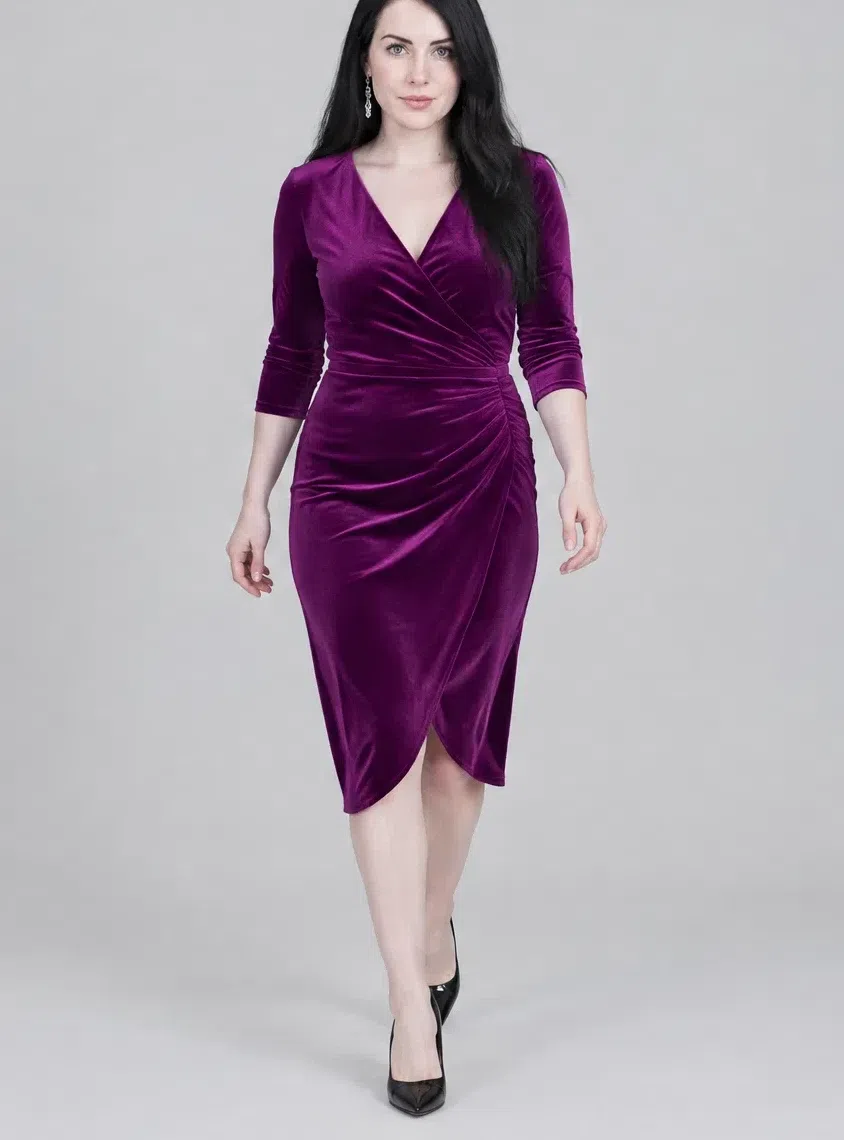 Royal purple velvet evening dress, Cool Winter capsule wardrobe, Fair complexion