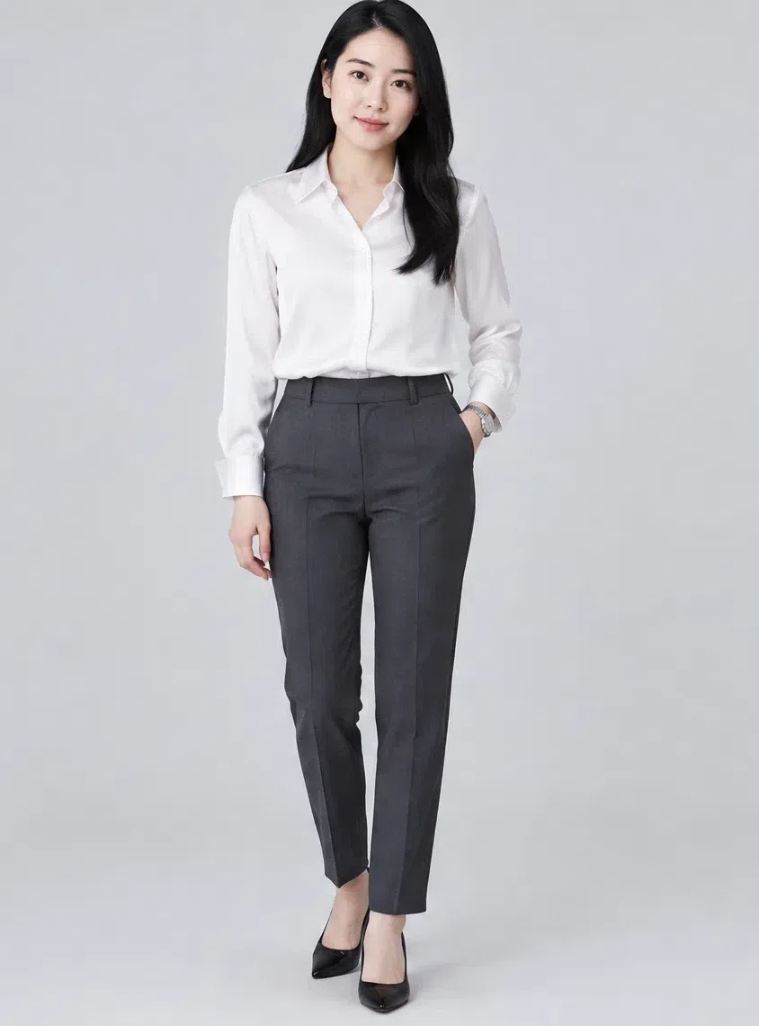Optic white silk blouse, Cool Winter capsule wardrobe, Light complexion