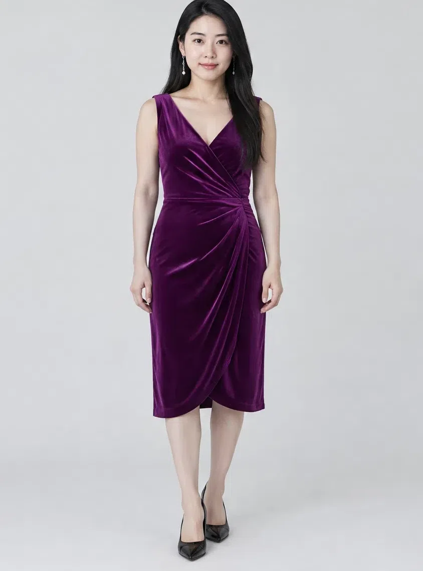 Royal purple velvet evening dress, Cool Winter capsule wardrobe, Light complexion