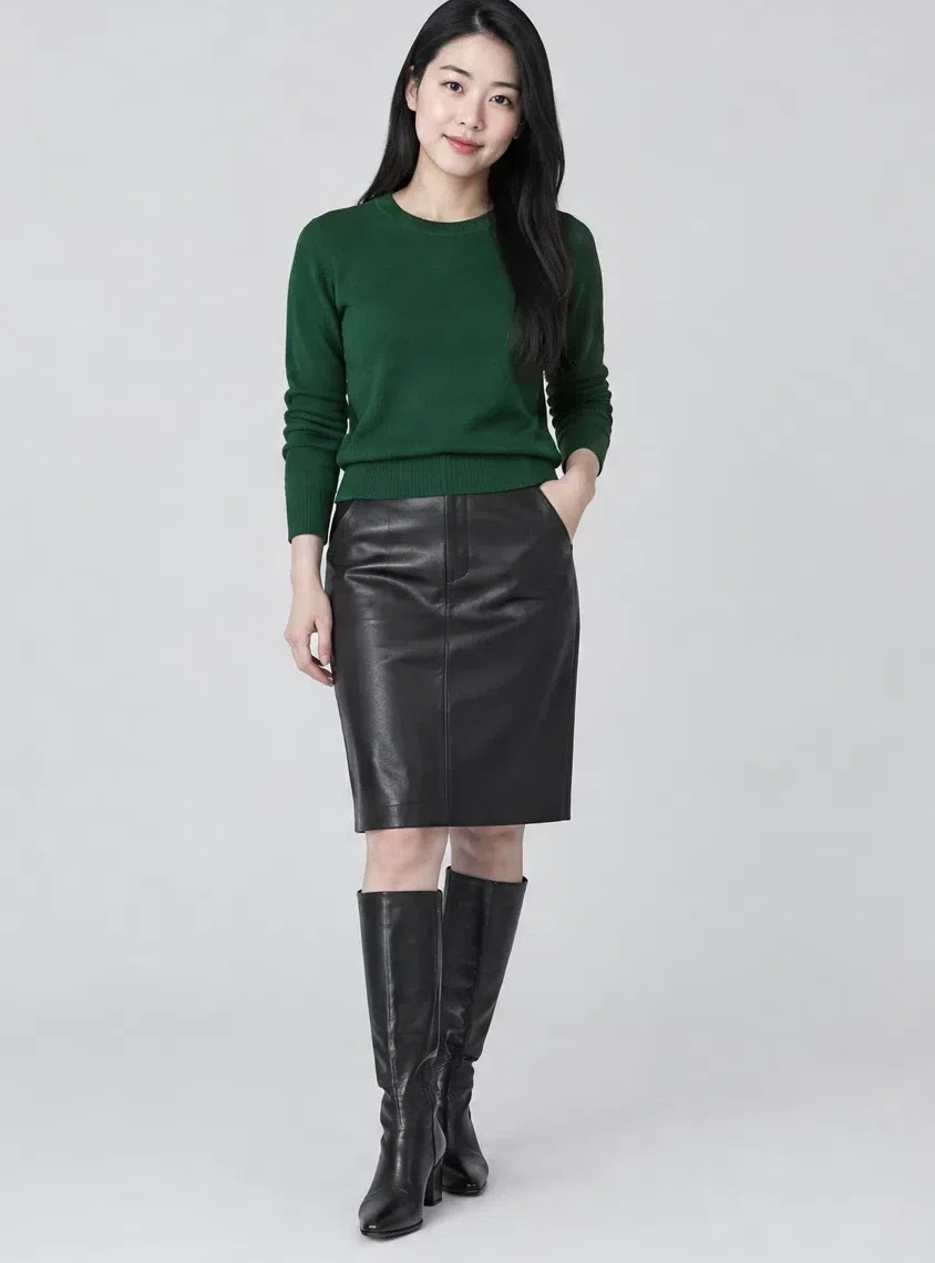 Forest green cashmere sweater, Cool Winter capsule wardrobe, Light complexion