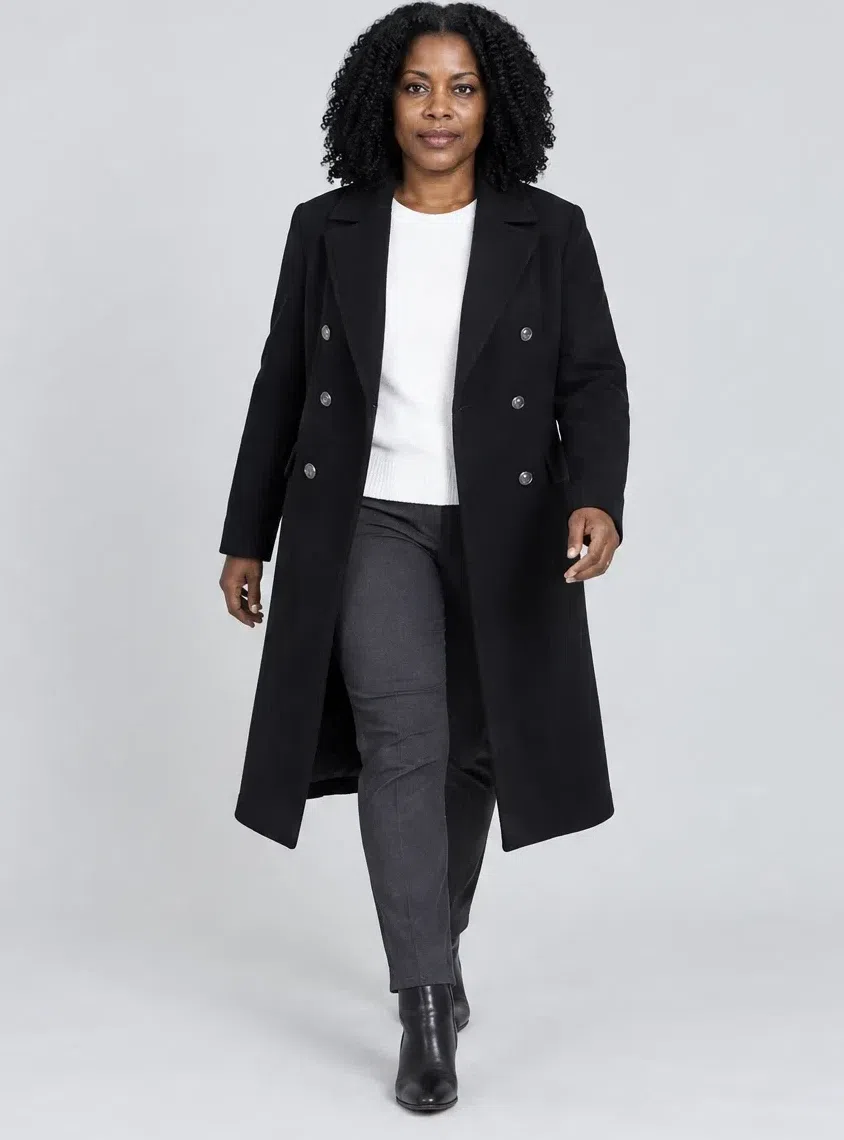 Jet black wool coat, Deep Winter capsule wardrobe, Deep complexion