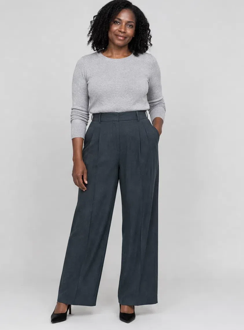 Charcoal tailored trousers, Deep Winter capsule wardrobe, Deep complexion