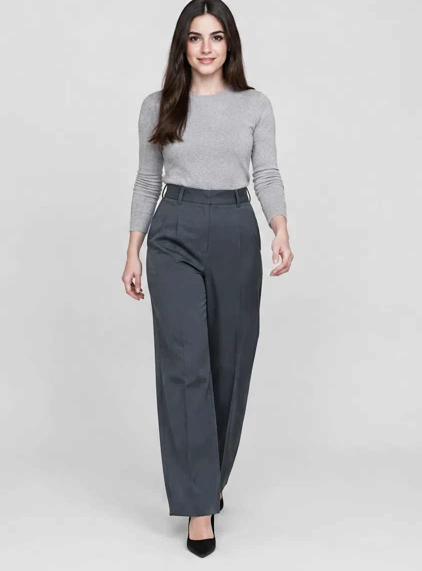 Charcoal tailored trousers, Deep Winter capsule wardrobe, Fair complexion
