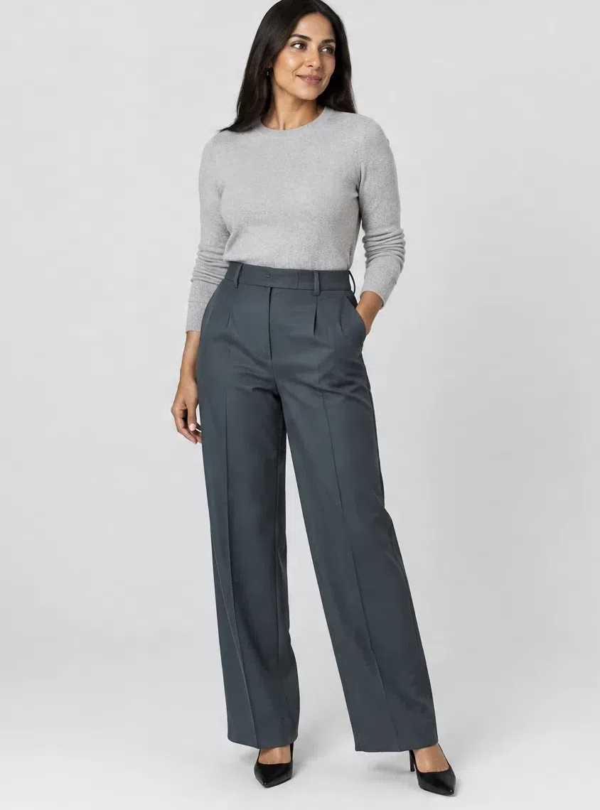 Charcoal tailored trousers, Deep Winter capsule wardrobe, Medium complexion