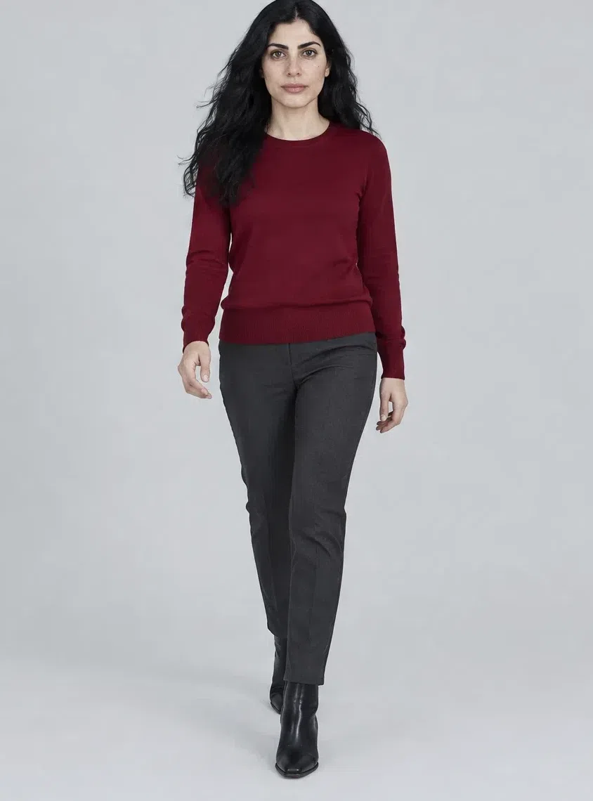 Merlot cashmere sweater, Deep Winter capsule wardrobe, Light complexion