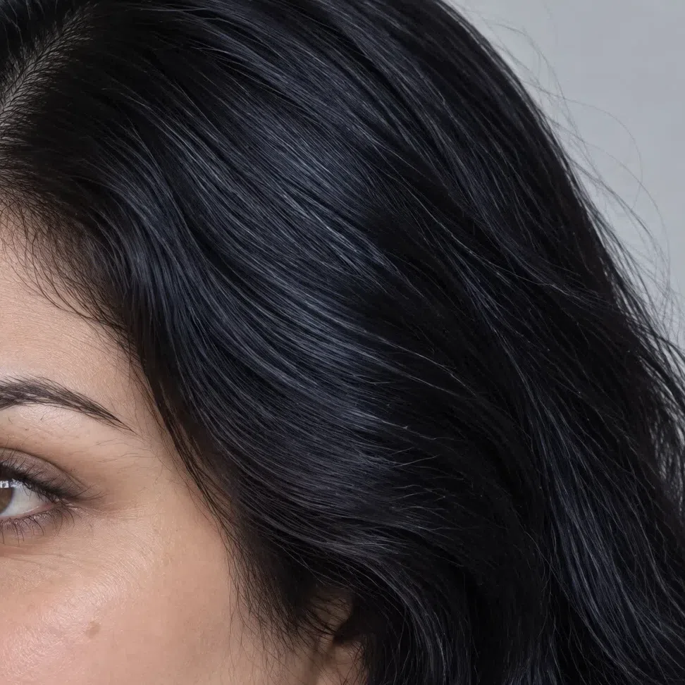 Blue-black hair color for Deep Winter