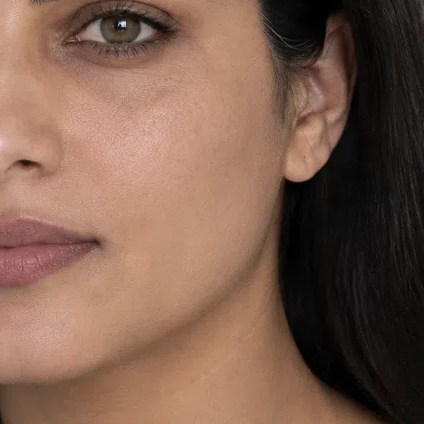 Neutral tan foundation matched to a medium Deep Winter complexion