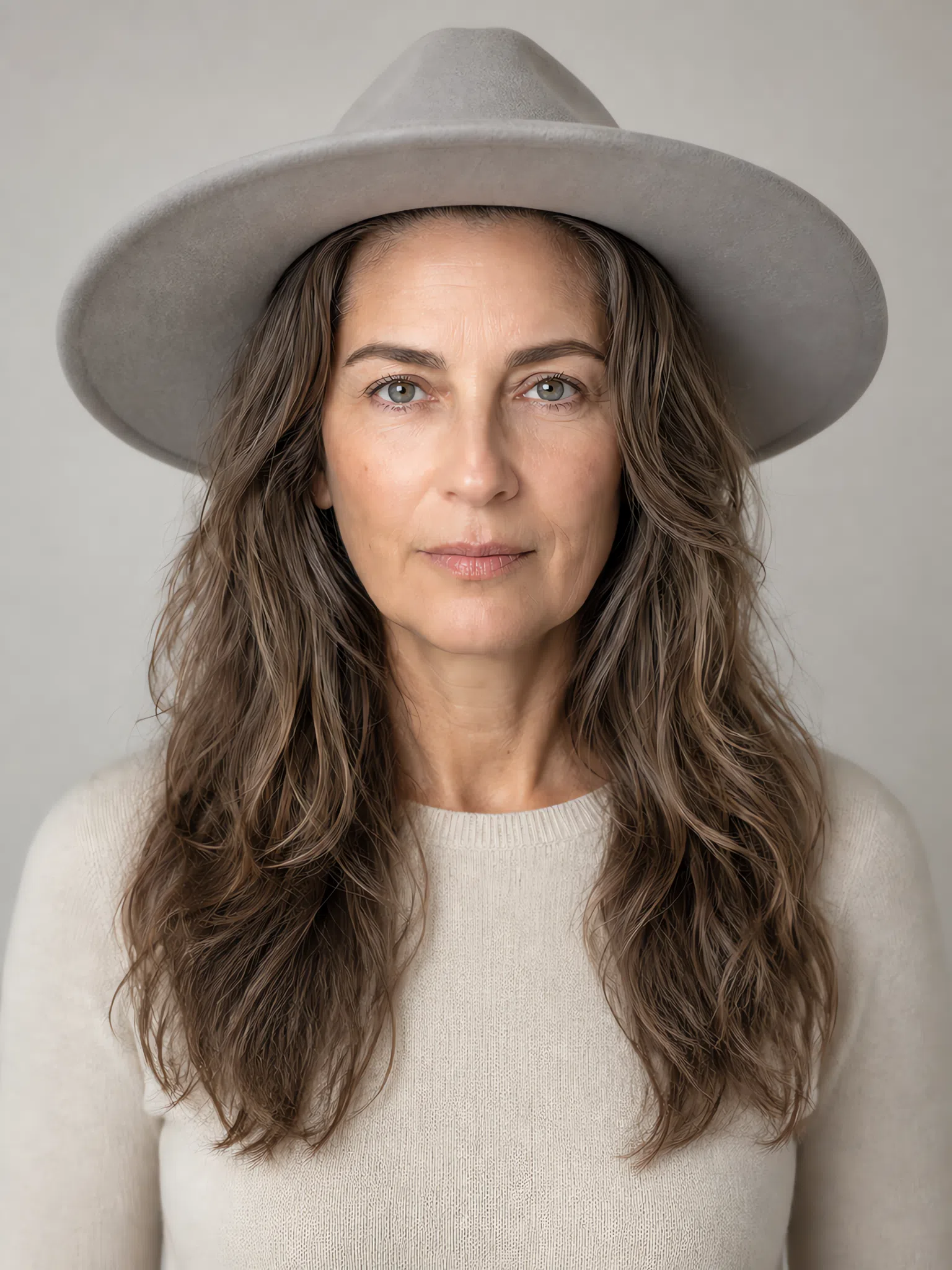 Wide-brim hat recolored through the Light Summer accents over a neutral top