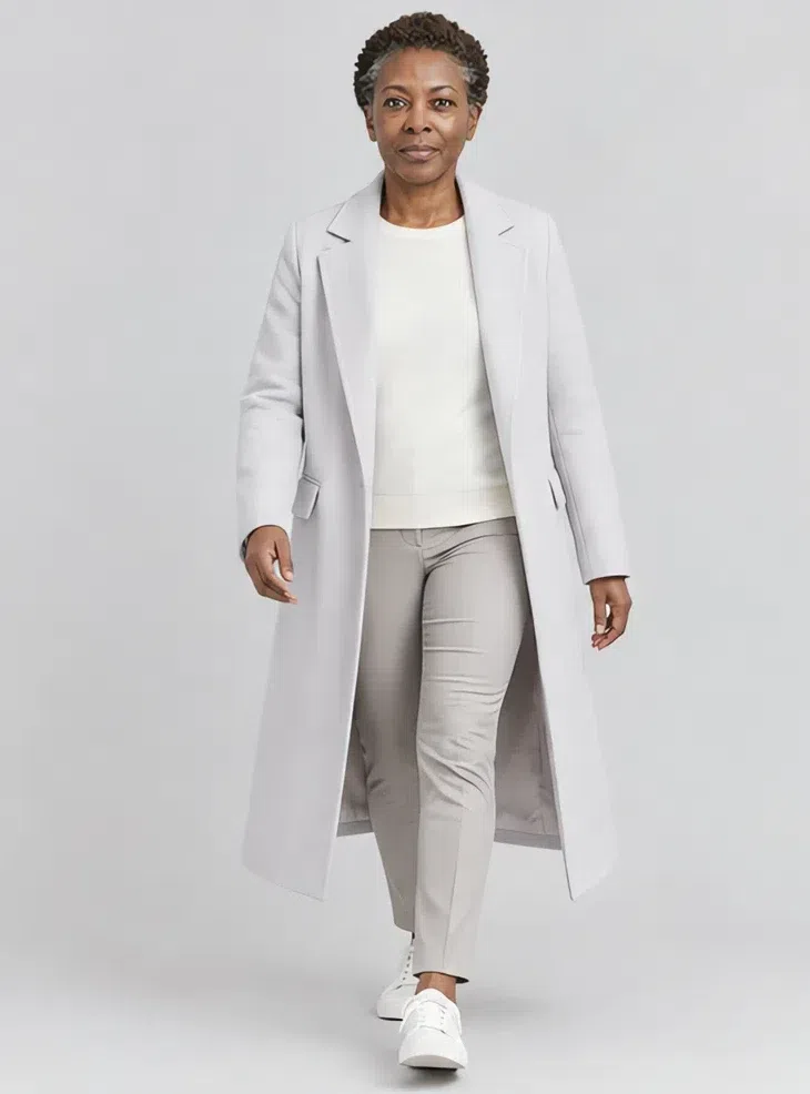 Heather wool coat, Light Summer capsule wardrobe, Deep complexion