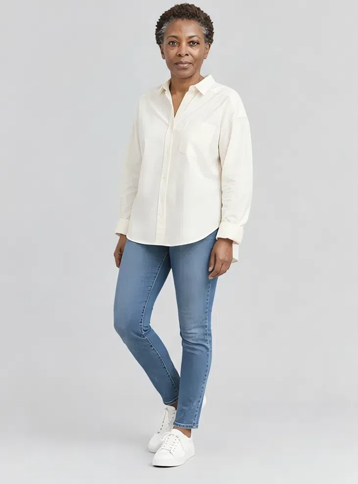 Chalk cotton shirt, Light Summer capsule wardrobe, Deep complexion