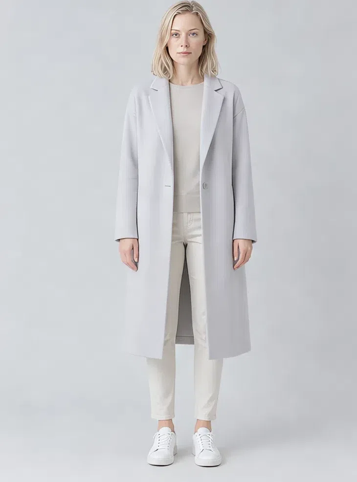 Heather wool coat, Light Summer capsule wardrobe, Fair complexion