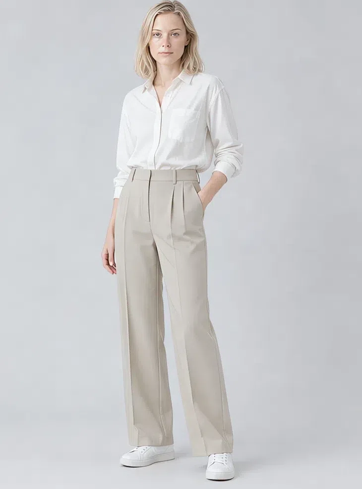 Pebble tailored trousers, Light Summer capsule wardrobe, Fair complexion