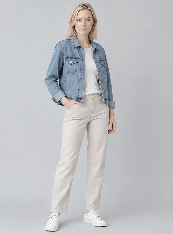 Denim jacket, Light Summer capsule wardrobe, Fair complexion