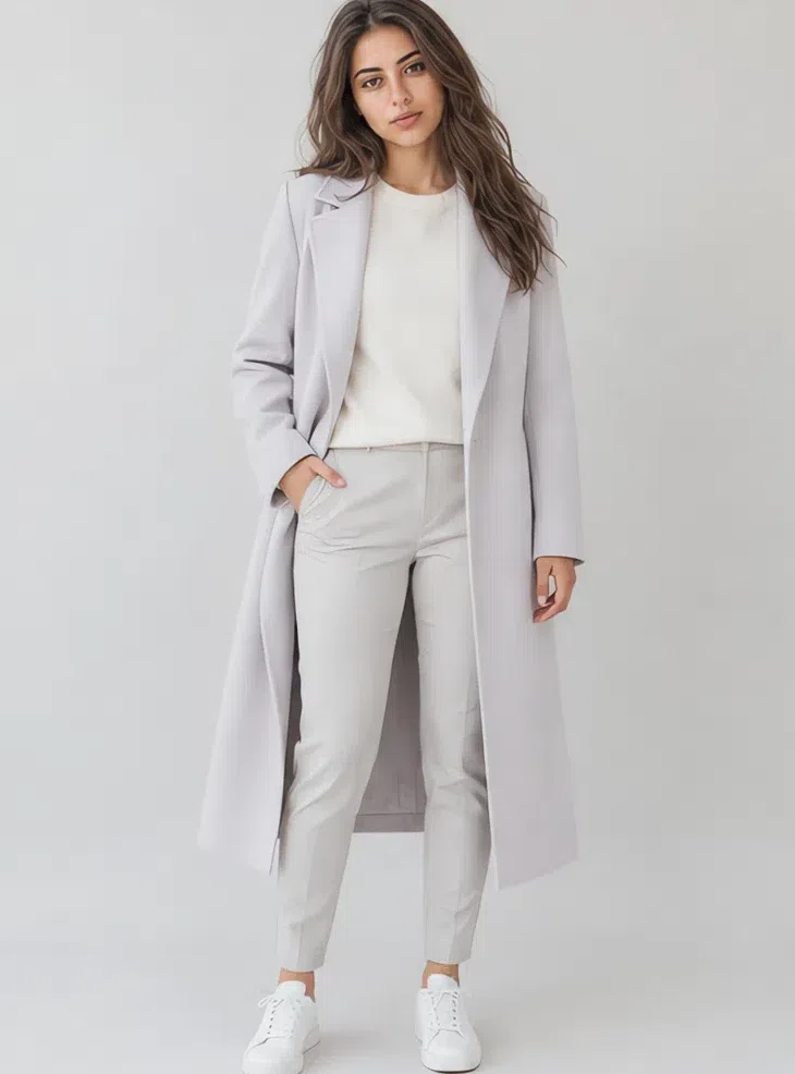 Heather wool coat, Light Summer capsule wardrobe, Medium complexion