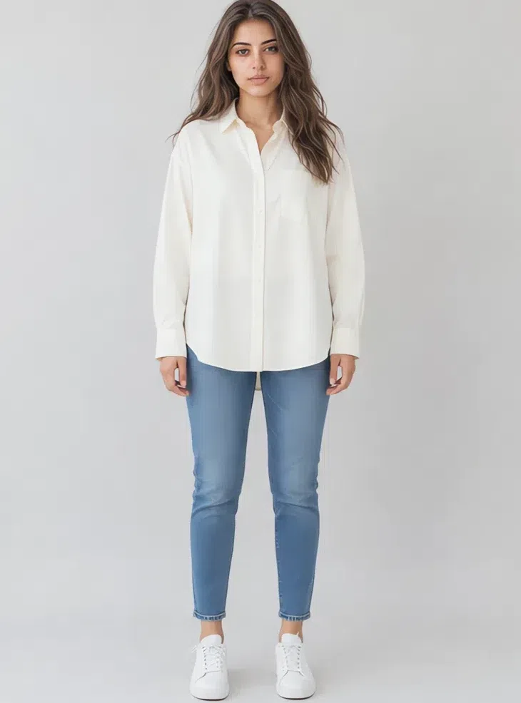 Chalk cotton shirt, Light Summer capsule wardrobe, Medium complexion