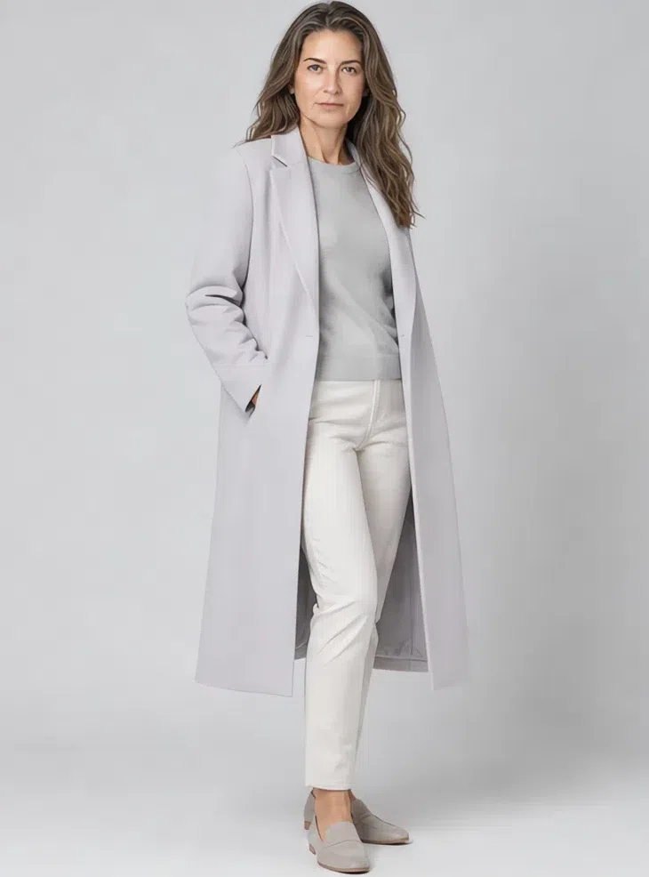 Heather wool coat, Light Summer capsule wardrobe, Light complexion