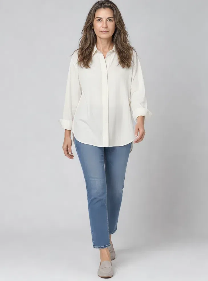 Chalk cotton shirt, Light Summer capsule wardrobe, Light complexion