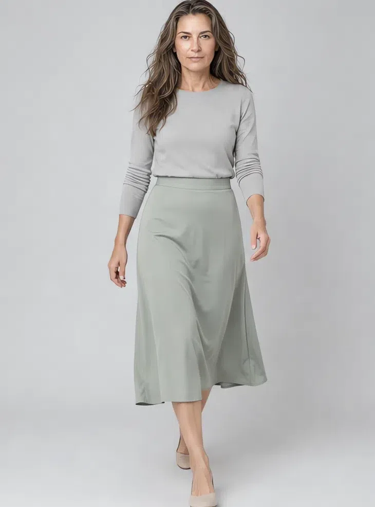 Eucalyptus midi skirt, Light Summer capsule wardrobe, Light complexion