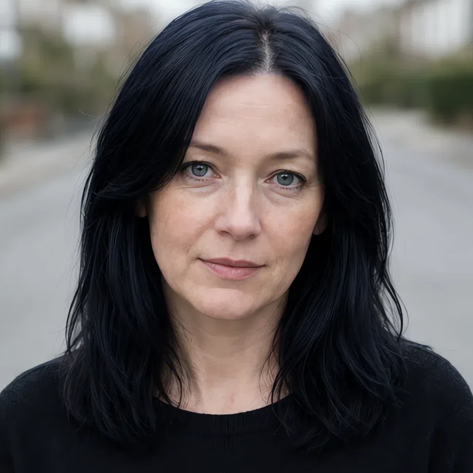 Blue-black hair color on a Light Summer woman