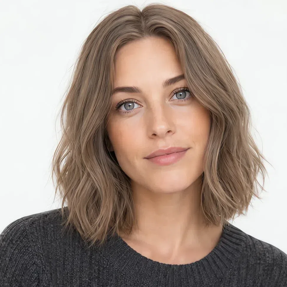 Natural mousy mid brown hair at level 6 on a Light Summer woman