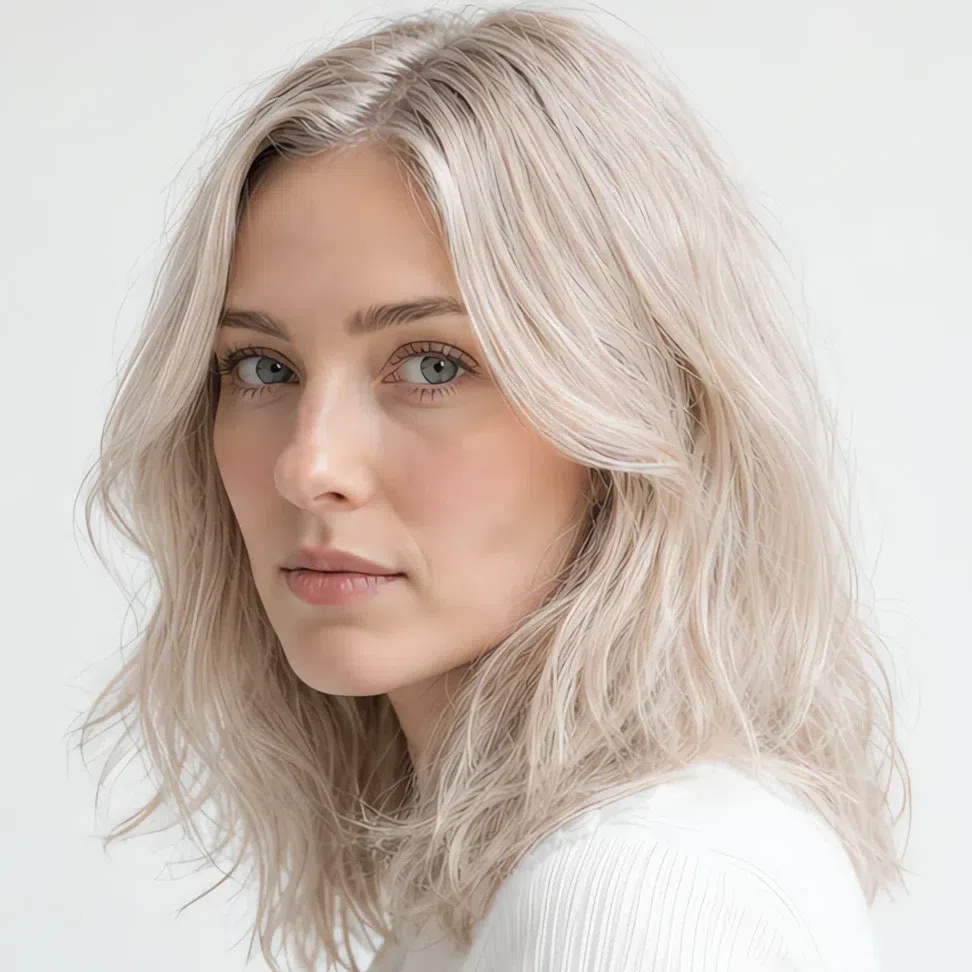 Light cool ash blonde at level 9 on a Light Summer woman