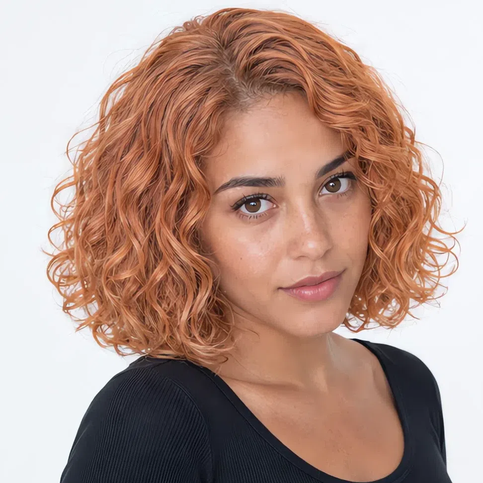 A Light Summer woman with a medium complexion and a light copper blonde at level 8