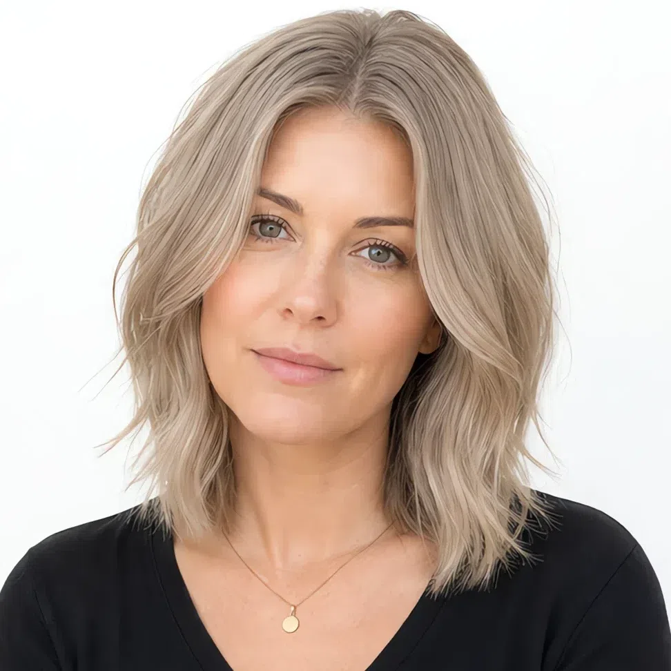 Ash blonde applied as one flat uniform block from root to tip