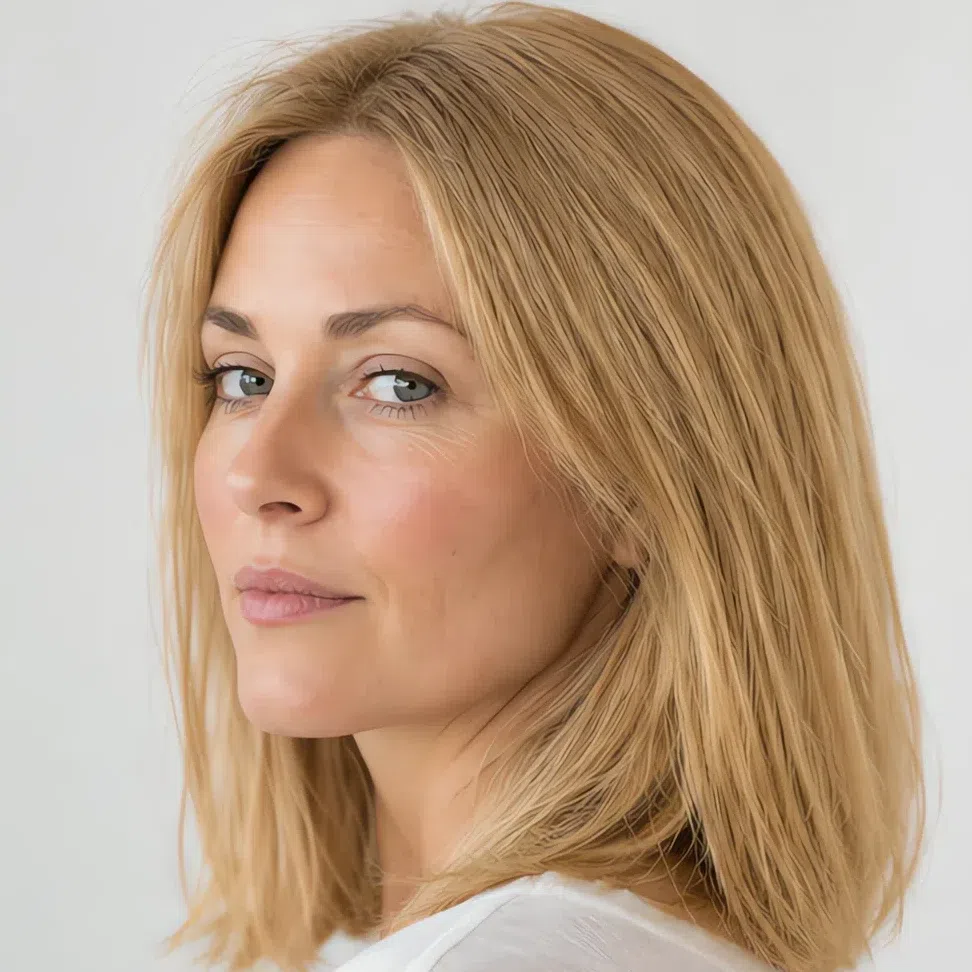 Level 8 gold hair color, an 8.3, on a Light Summer woman